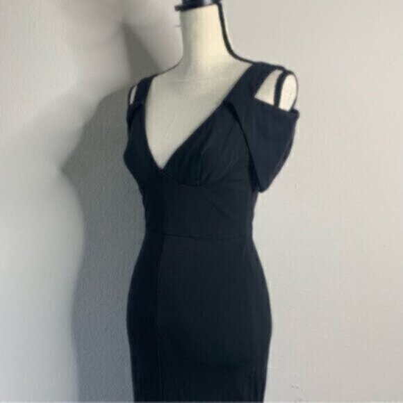 ABS Black Vintage Fitted Evening Formal Maxi Dress - Picture 9 of 16